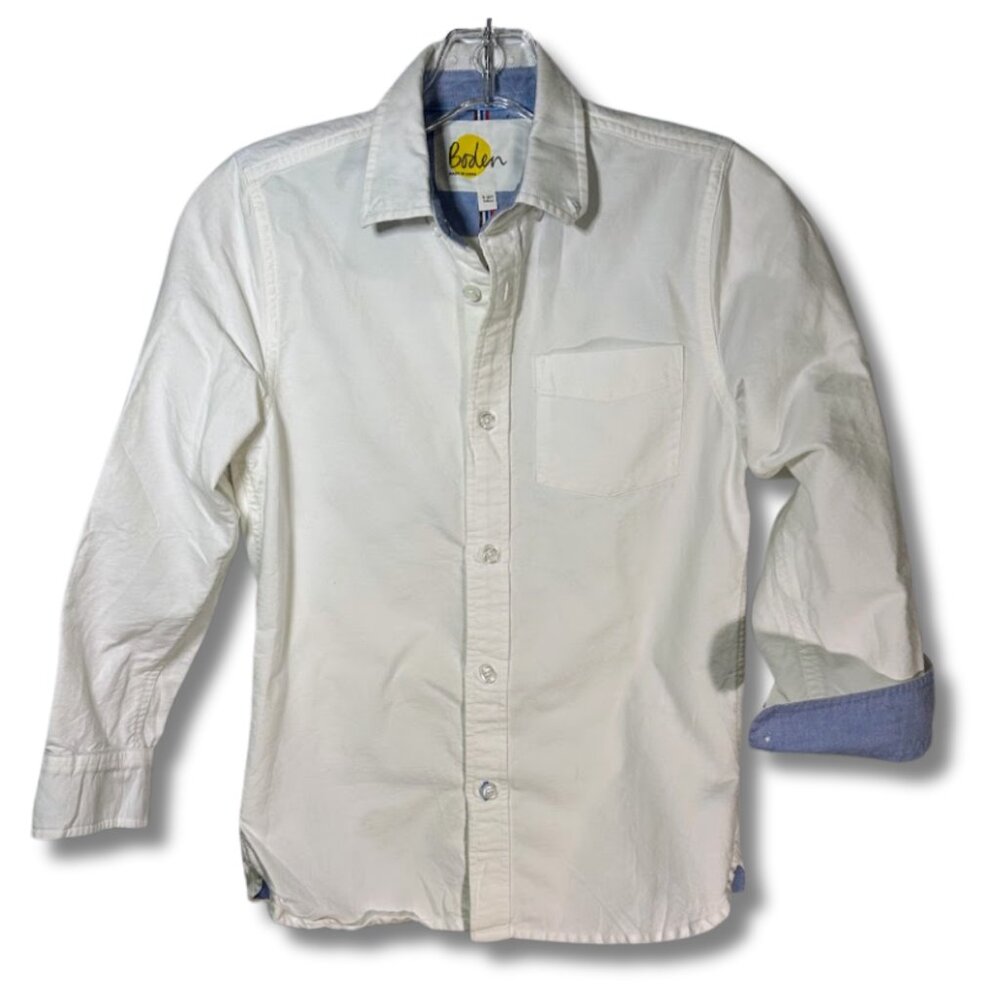 Boden White Long-Sleeve Button-Up Shirt for Kids